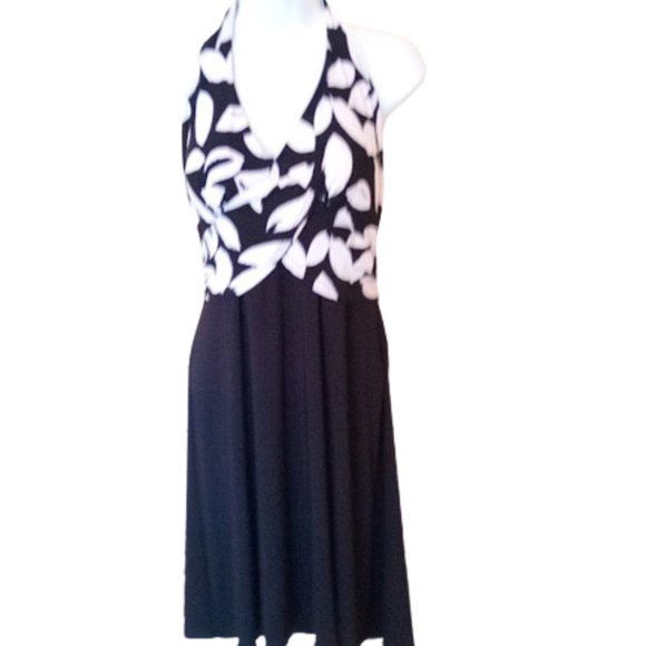 Black White Halter Dress Size Medium - Picture 1 of 2